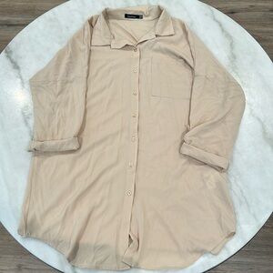 Boohoo linen look oversized beach shirt